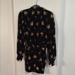 Floral Velvet Black Romper